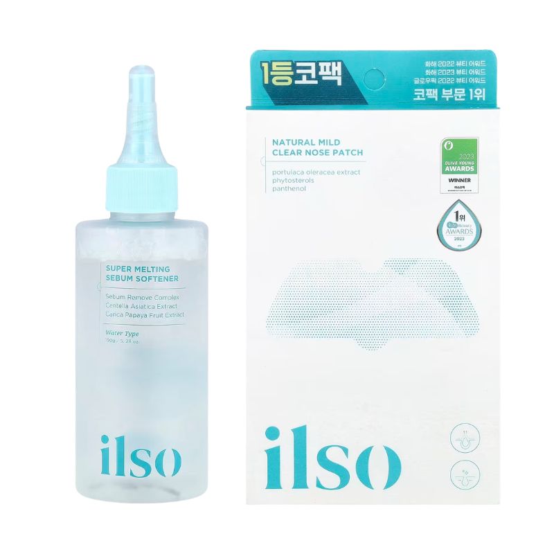 ILSO Natural Mild Clear Nose Patch Set + 40 Skin Wrap Cotton Pads (Sebum Softener & Pore Care Kit)
