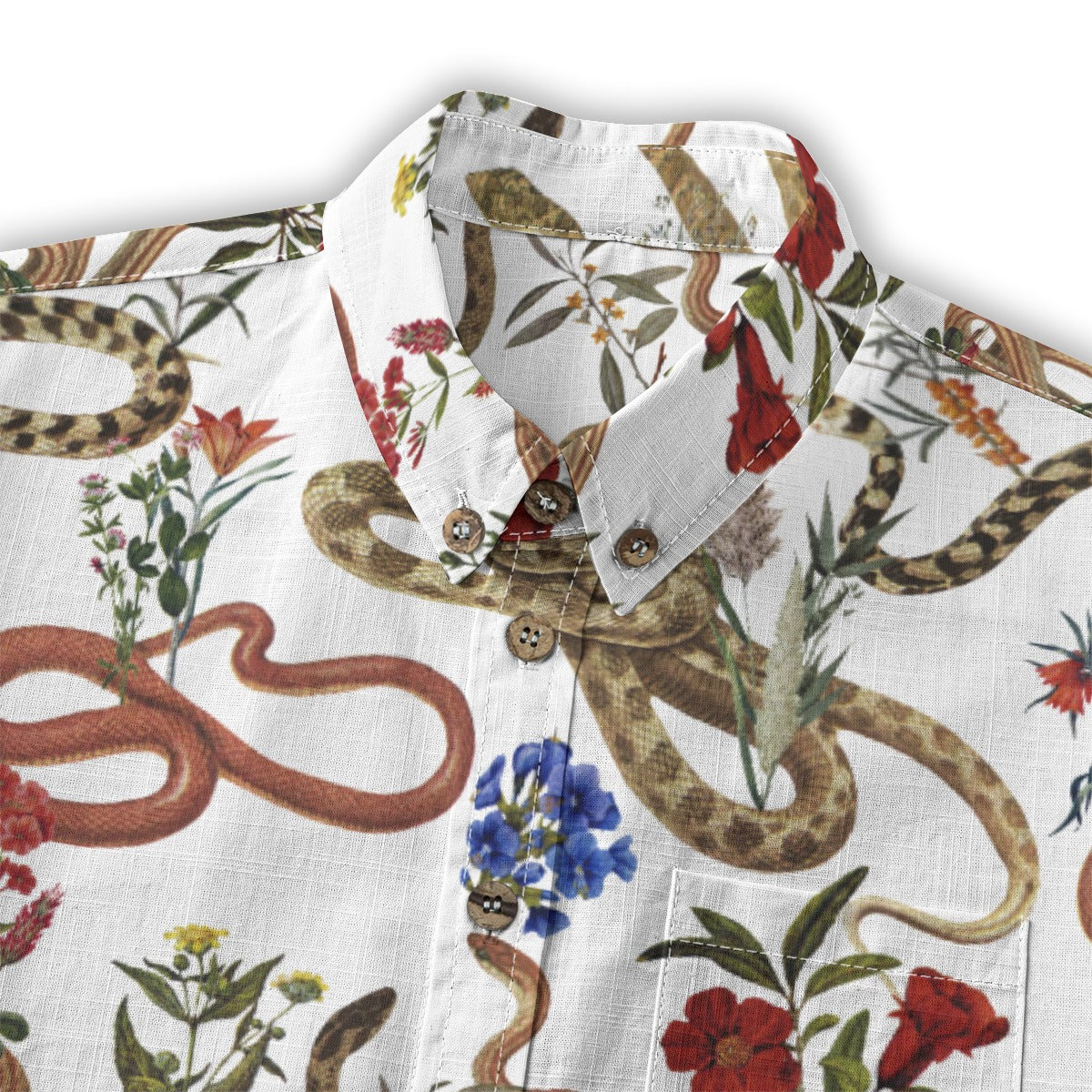 Snake and Flower Shirt in White