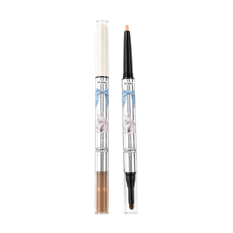 FLORTTE Double-Sided Eyeshadow Pencil – Dual-Ended Under Eye Highlight & Contour Stick for Natural Eye Makeup Princess Aegyo Sal Volumizing