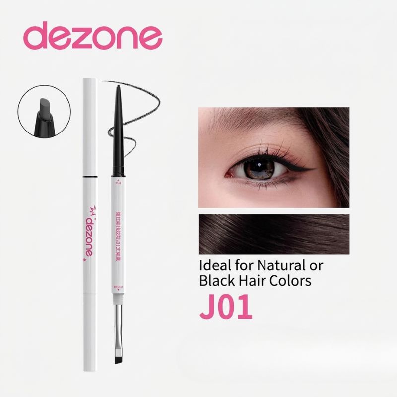 DEZONE Dual Ended Gel Eyeliner Pencil, Long-Lasting Waterproof Smudgeproof Precision Gel Eyeliner Duo for Precise Eye Makeup