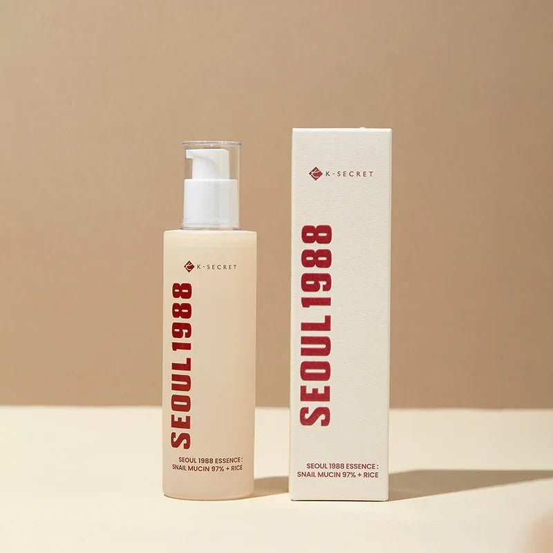 K-Secret Seoul 1988 Essence 100ml – Snail Mucin 97% + Rice Hydrating Facial Essence