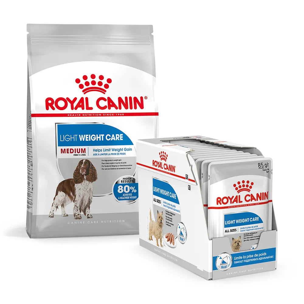 ROYAL CANIN Weight Med Breed Bundle | Dog Food 3kg & Wet Dog Food 85g x 12
