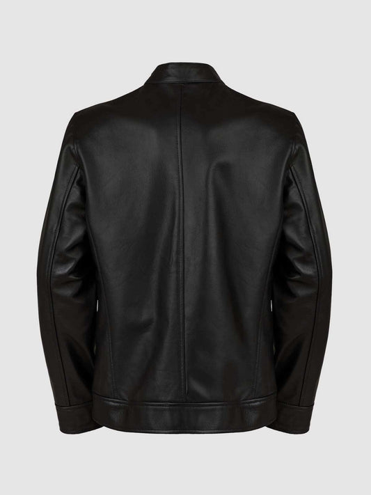 4 Pocket Black Leather Jacket