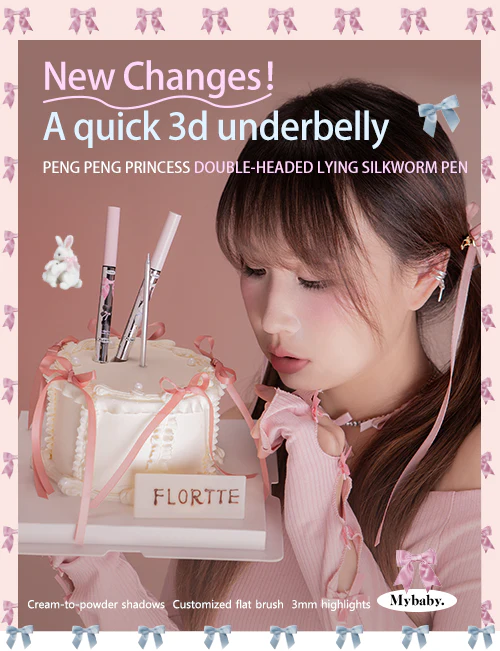 FLORTTE Double-Sided Eyeshadow Pencil – Dual-Ended Under Eye Highlight & Contour Stick for Natural Eye Makeup Princess Aegyo Sal Volumizing