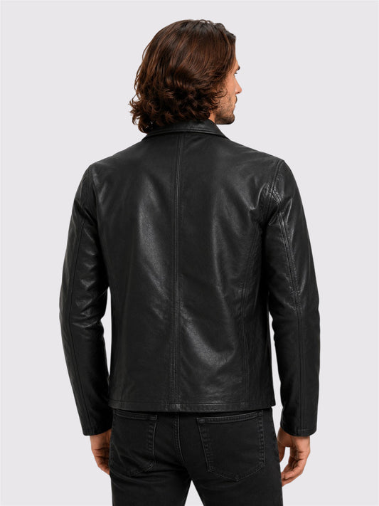 Black Leather Racer Jacket