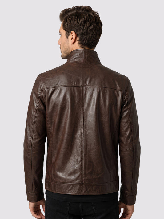 Brown Biker Leather Jacket