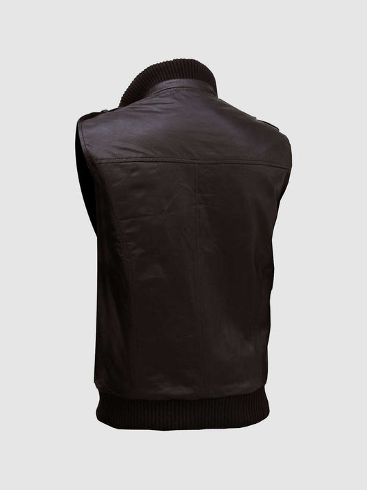 Brown Bomber Leather Vest