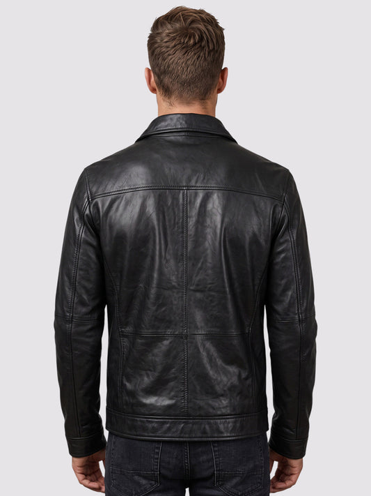 Black Leather Zipper Jacket