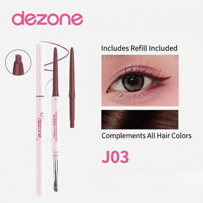 DEZONE Dual Ended Gel Eyeliner Pencil, Long-Lasting Waterproof Smudgeproof Precision Gel Eyeliner Duo for Precise Eye Makeup