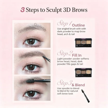 FLORTTE Three-Color Eyebrow Powder No Worries Series