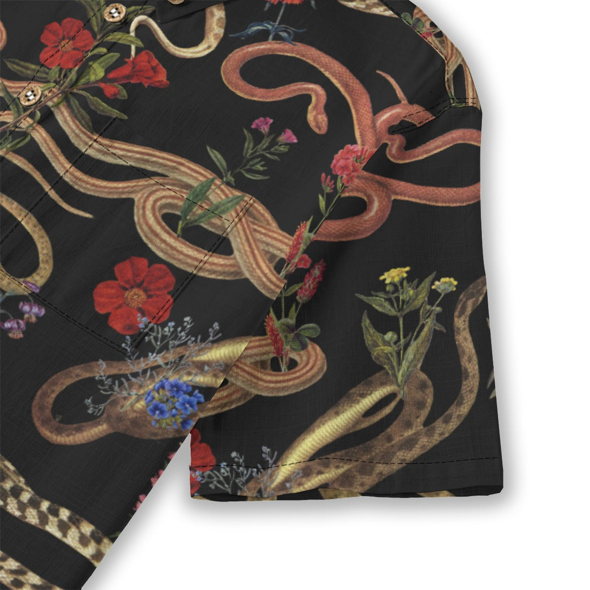 Snake and Flower Shirt in Black