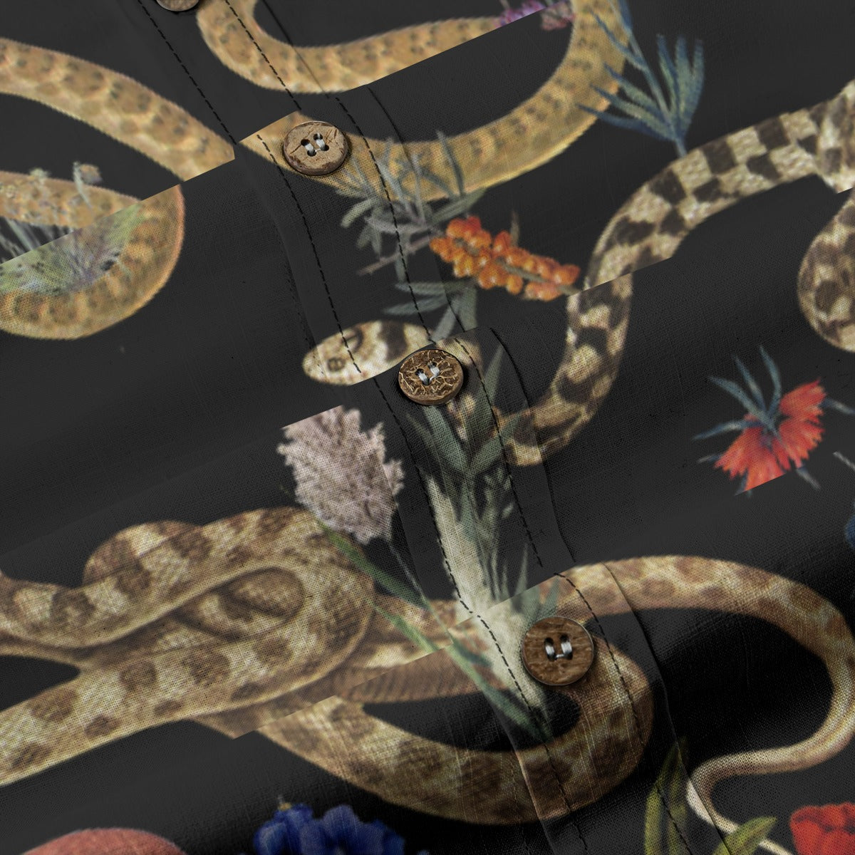 Snake and Flower Shirt in Black
