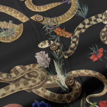 Snake and Flower Shirt in Black