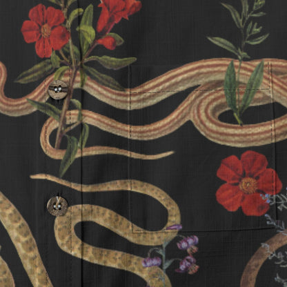 Snake and Flower Shirt in Black