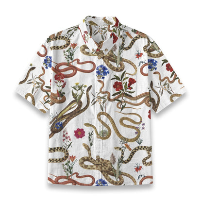 Snake and Flower Shirt in White
