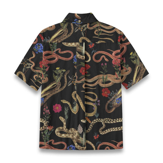 Snake and Flower Shirt in Black