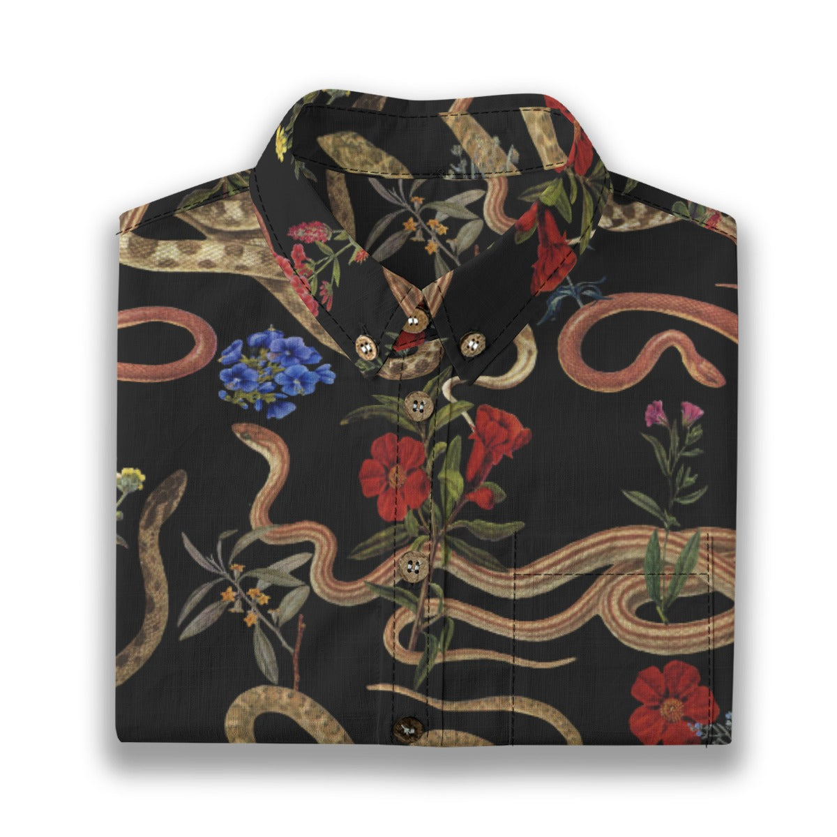 Snake and Flower Shirt in Black