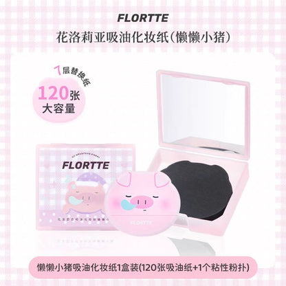 FLORTTE Oil Control Blotting Paper (120pcs) | Cute Pig Design Absorbing Facial Tissue