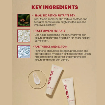K-Secret Seoul 1988 Cream 100ml – Snail Mucin 93% + Rice Hydrating Facial Cream