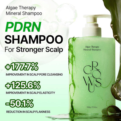 Growus Algae Therapy Mineral Shampoo 500ml – Refreshing Scalp Care Shampoo for Hydrated &amp; Healthy-Looking Hair