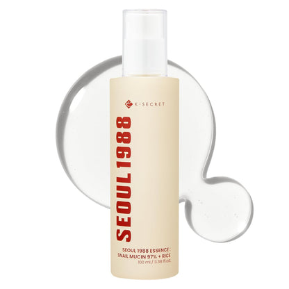 K-Secret Seoul 1988 Essence 100ml – Snail Mucin 97% + Rice Hydrating Facial Essence