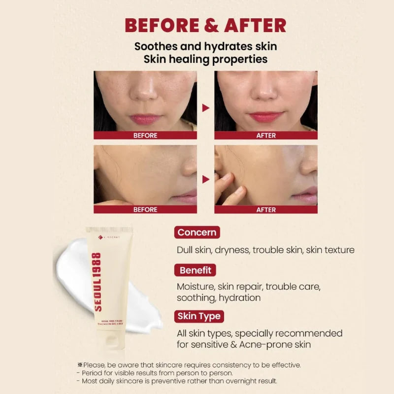 K-Secret Seoul 1988 Cream 100ml – Snail Mucin 93% + Rice Hydrating Facial Cream