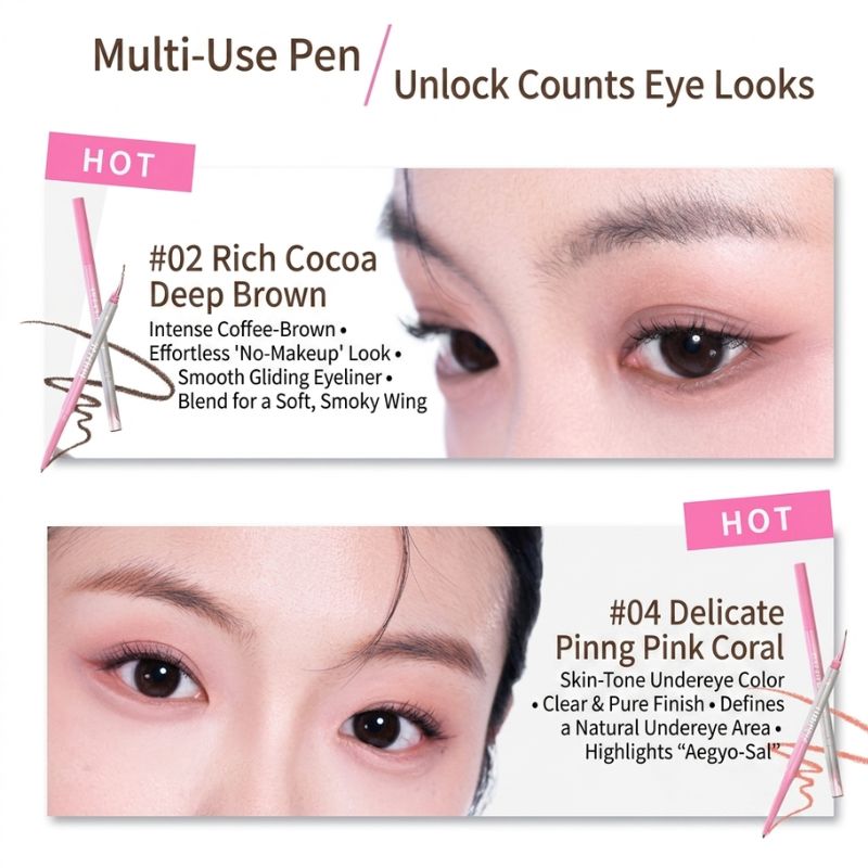 NEIYOU Angled Double Sides Gel Eyeliner – Waterproof & Smudge-Proof Dual-Ended Eyeliner Pen for Precise Cat-Eye & Long-Lasting Eye Makeup