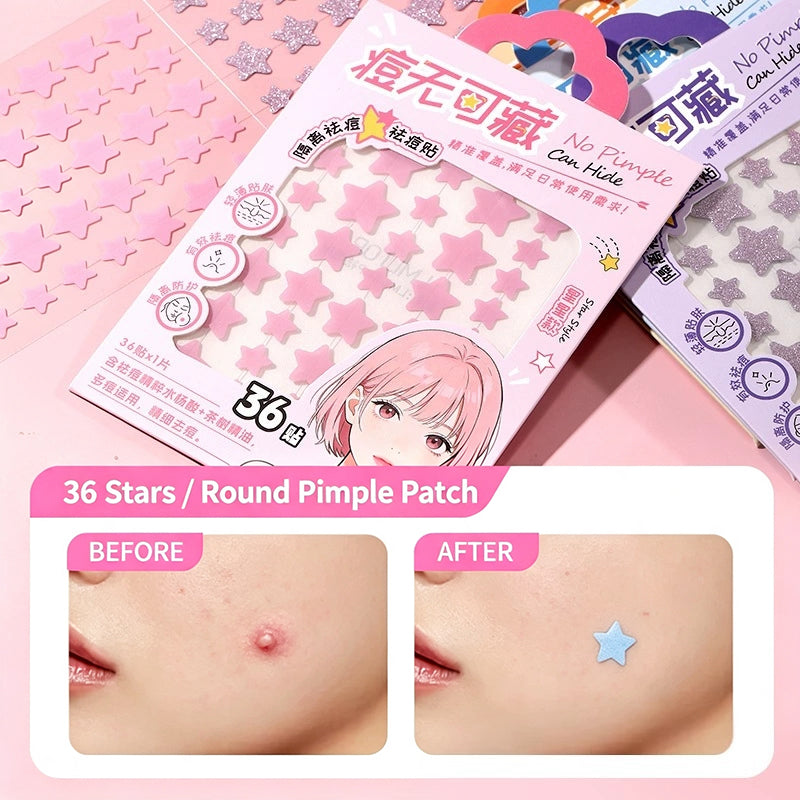 LMLTOP Star Acne Patches (36pcs) – Invisible Lightweight Breathable Spot Covers for Daily Blemish Care