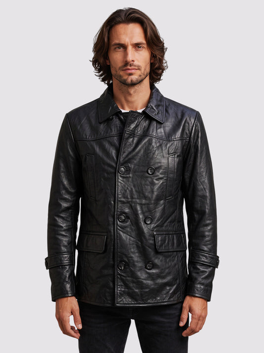 Black Reefer Leather Jacket