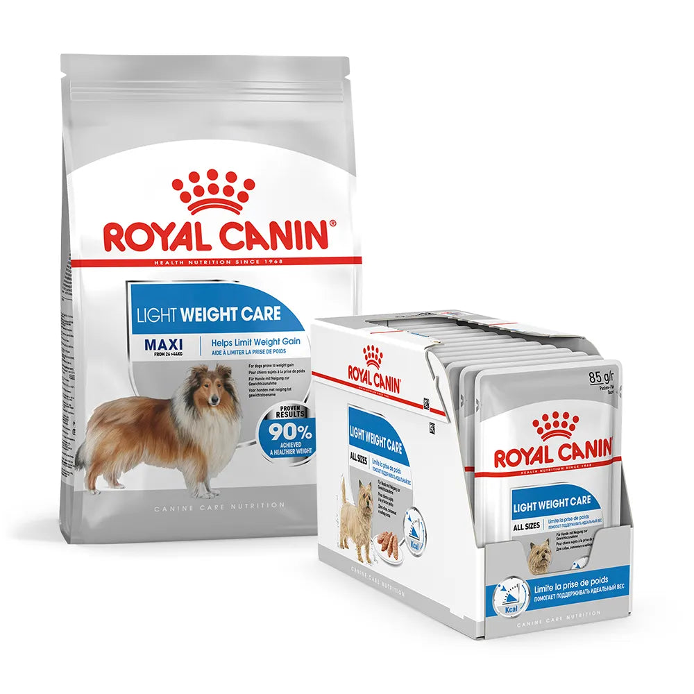 ROYAL CANIN Weight Maxi Breed Bundle | Dog Food 12kg & Wet Dog Food 85g x 12