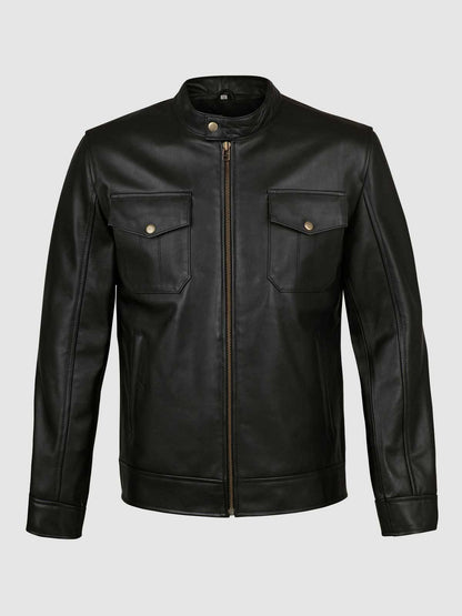 4 Pocket Black Leather Jacket