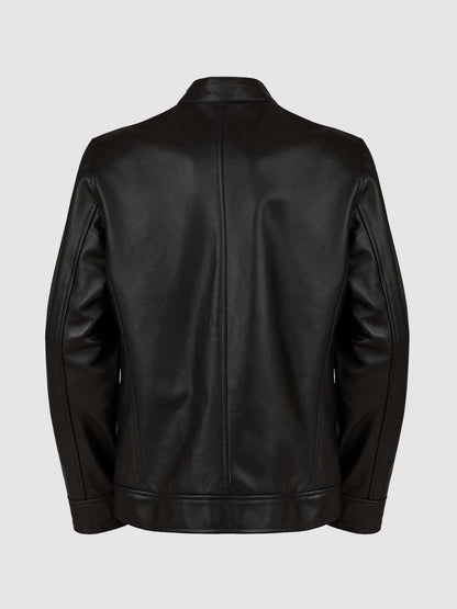 4 Pocket Black Leather Jacket