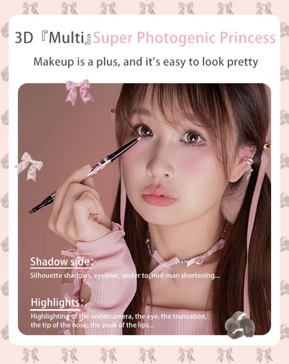 FLORTTE Double-Sided Eyeshadow Pencil – Dual-Ended Under Eye Highlight & Contour Stick for Natural Eye Makeup  Princess Aegyo Sal Volumizing
