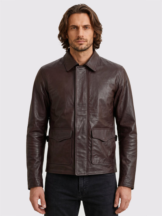Brown Leather Biker Jacket