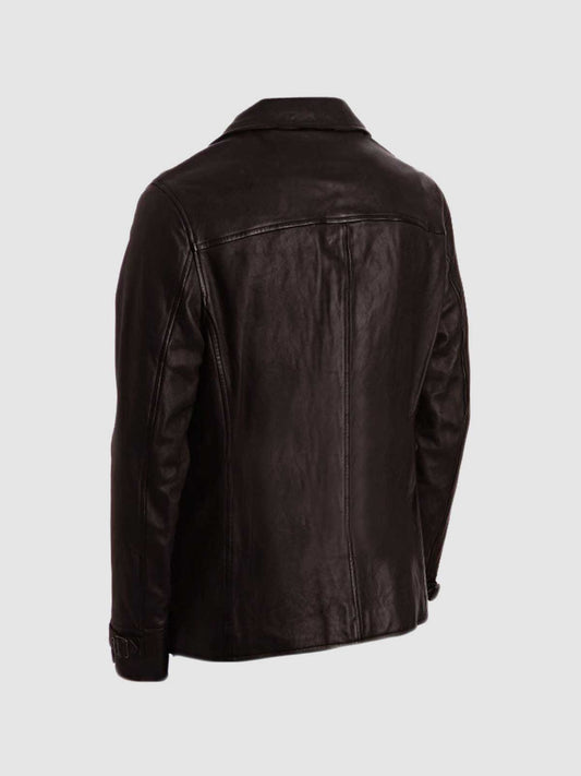 4 Button Brown Leather Coat